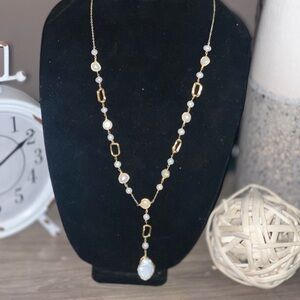 Gold and Pearl Drop Necklace